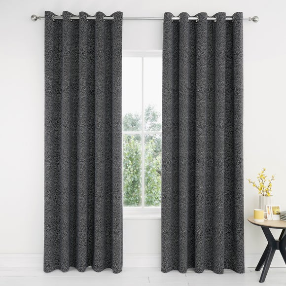Dottie Black Blackout Eyelet Curtains Dunelm