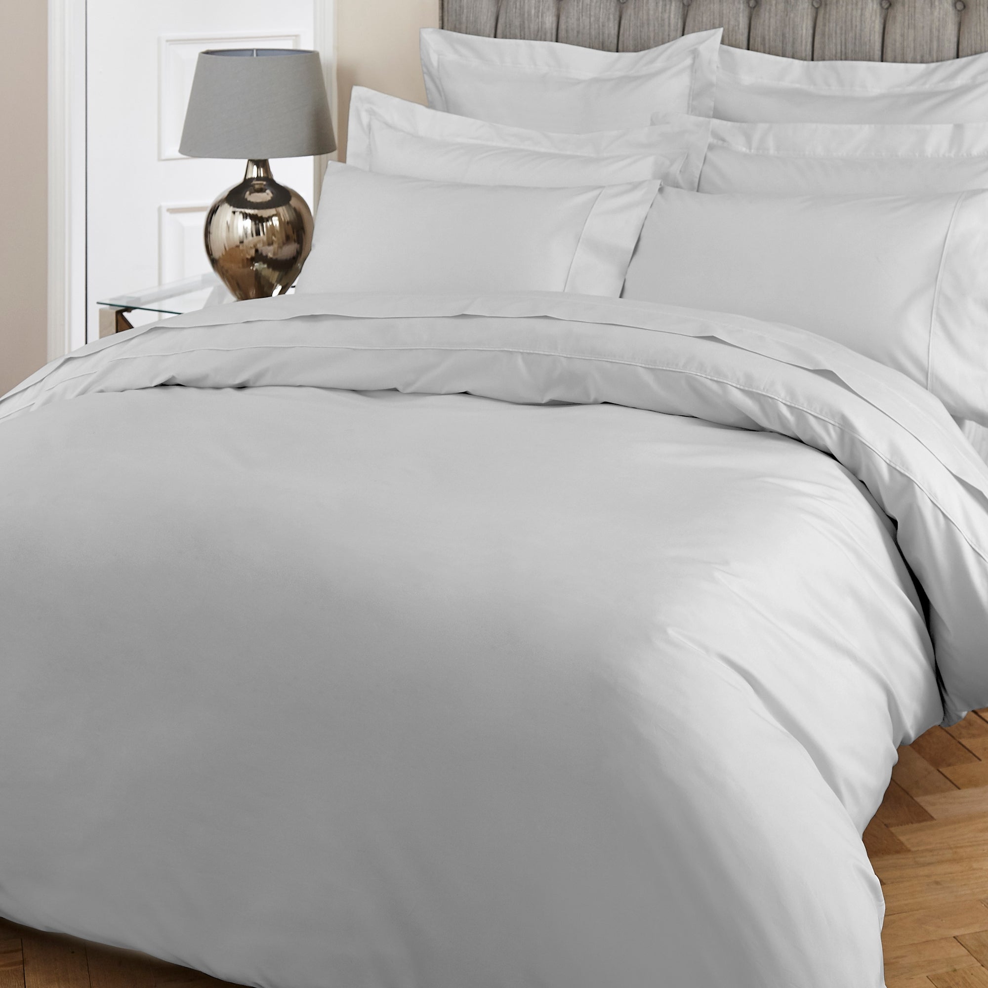 Dorma 400 Thread Count Cotton Percale Silver Duvet Cover | Dunelm