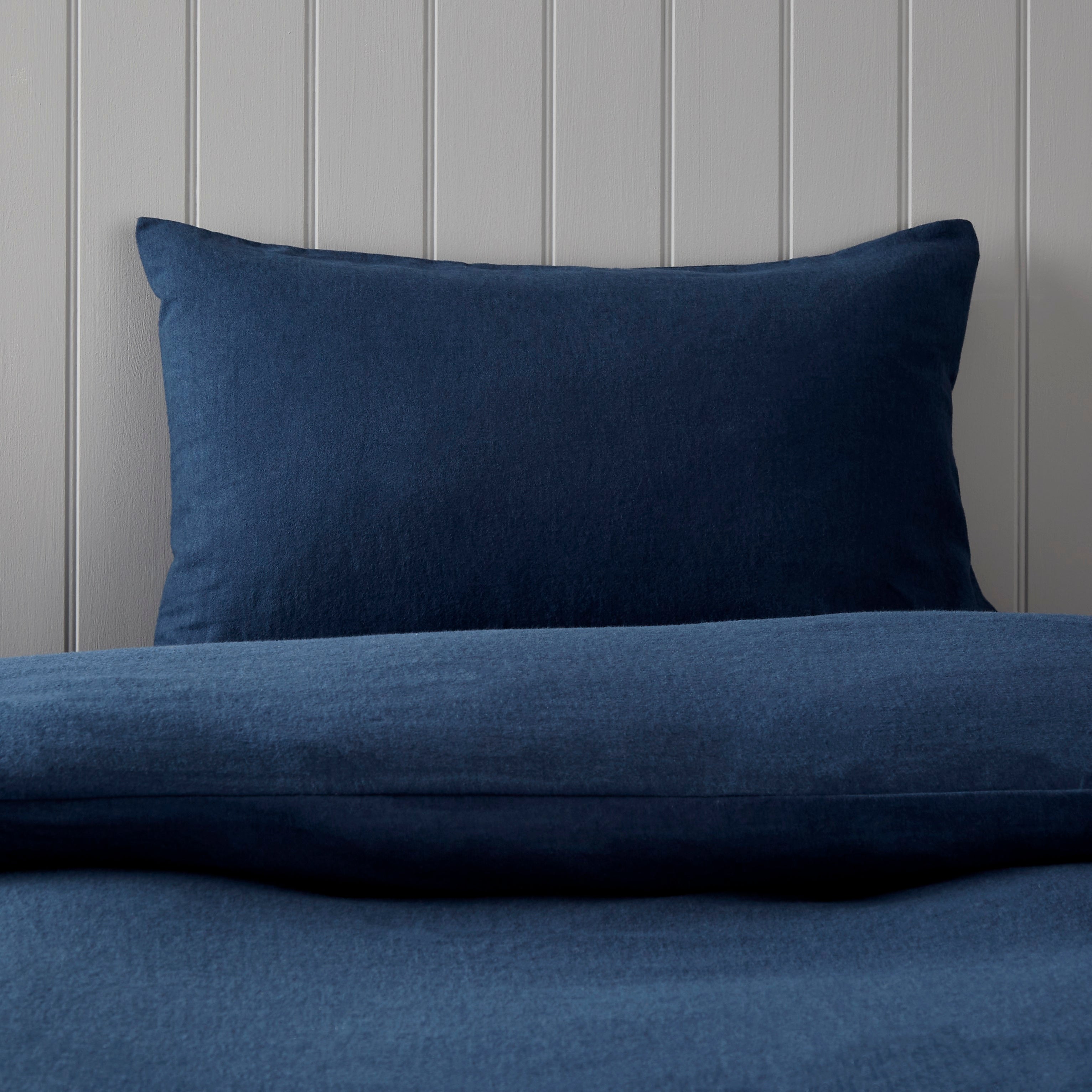 Soft Cosy Luxury Brushed Cotton Standard Pillowcase Pair Navy Blue