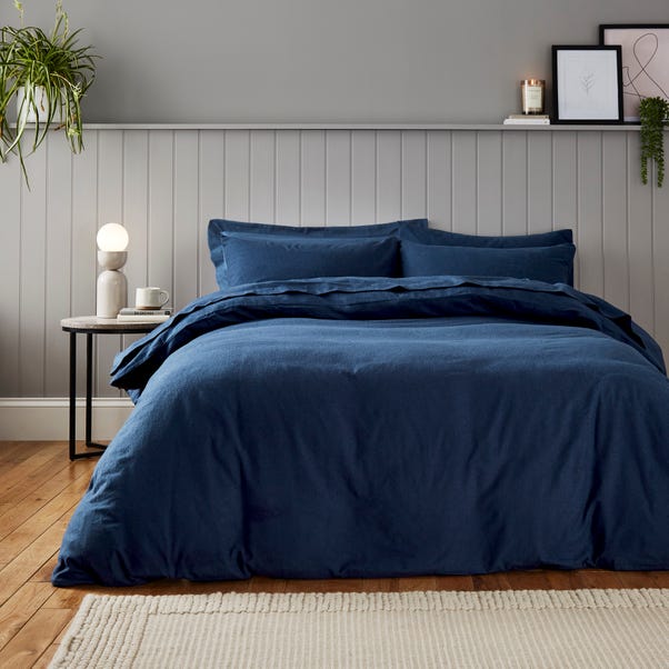 Soft & Cosy Luxury Brushed Cotton Navy Duvet Cover and Pillowcase Set image 1 of 6