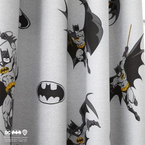 Batman Grey Thermal Blackout Pencil Pleat Curtains