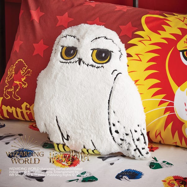Harry Potter Hogwarts Hedwig Faux Fur Cushion MultiColoured