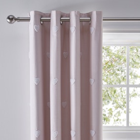 Pink Tufted Hearts Blackout Eyelet Curtains