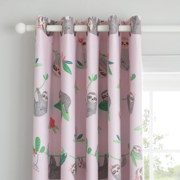 Pink Sloth Thermal Blackout Eyelet Curtains  undefined