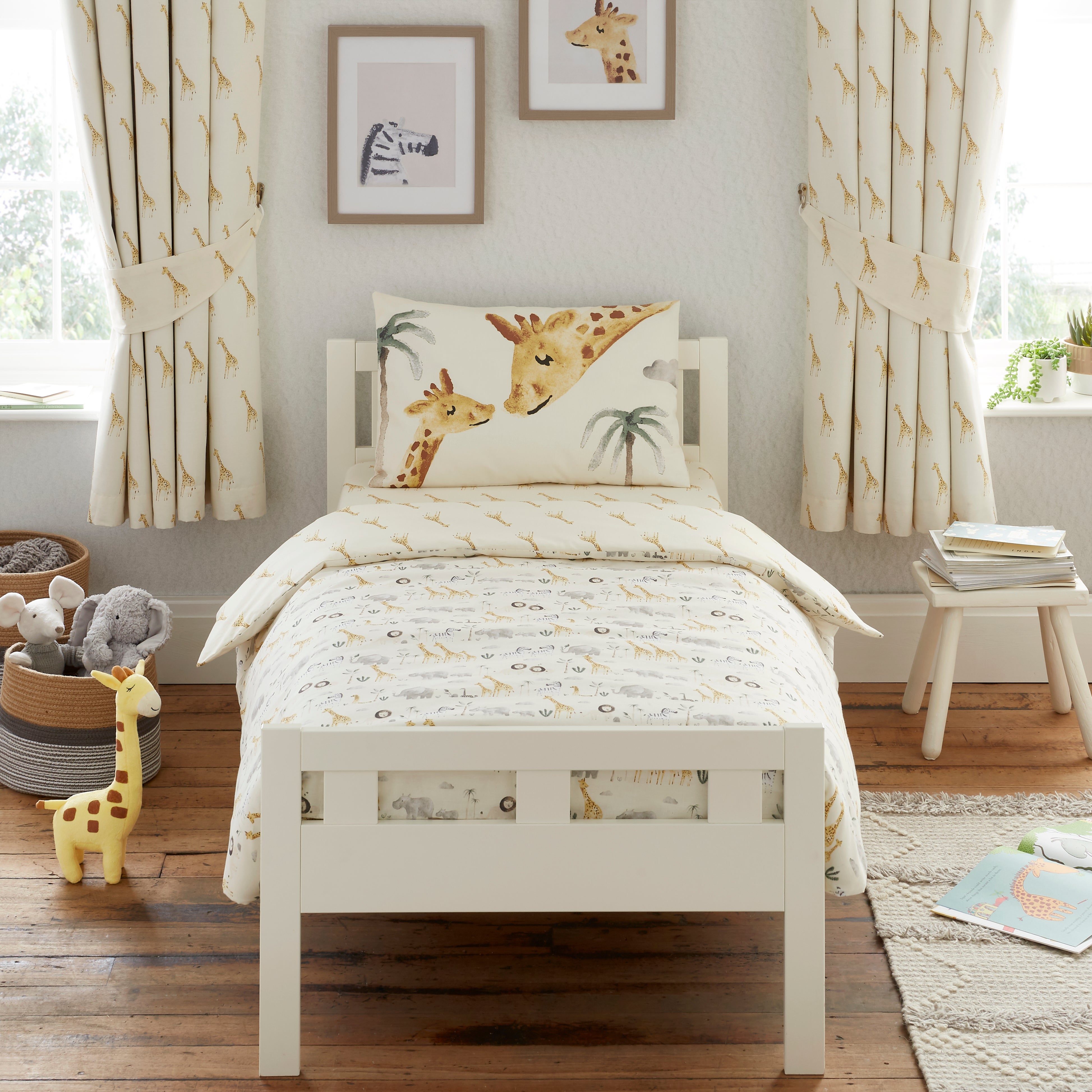Safari Natural 100% Cotton Cot Bed Duvet Cover and Pillowcase Set