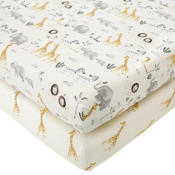 Safari Natural 100% Cotton Pack of 2 Fitted Sheets