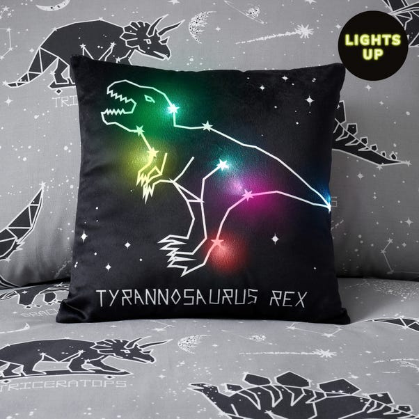 Space Dinosaur Black LED Light Up Cushion image 1 of 3
