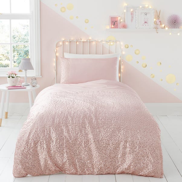 Sequin Pink Duvet Cover And Pillowcase, Sparkly Duvet Cover