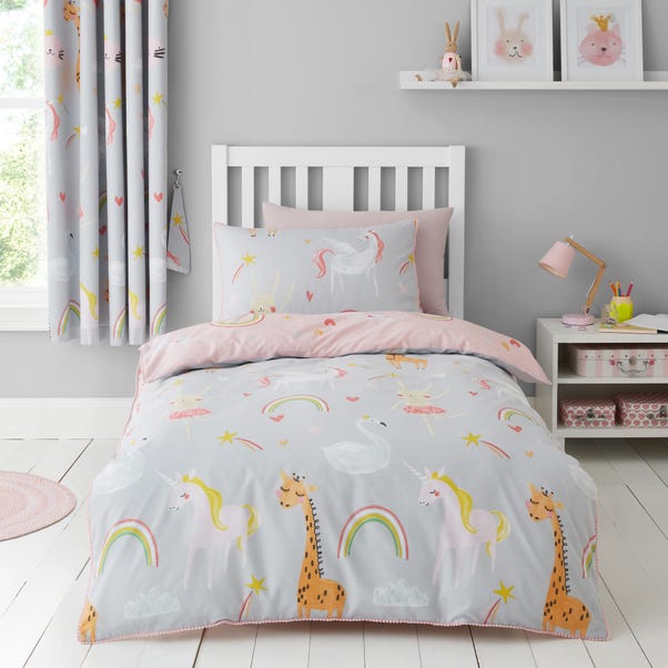 Party Animals Grey Duvet Cover and Pillowcase Set image 1 of 6