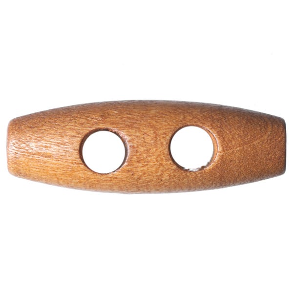 Large Wood Toggle Double Button Wood (Brown)