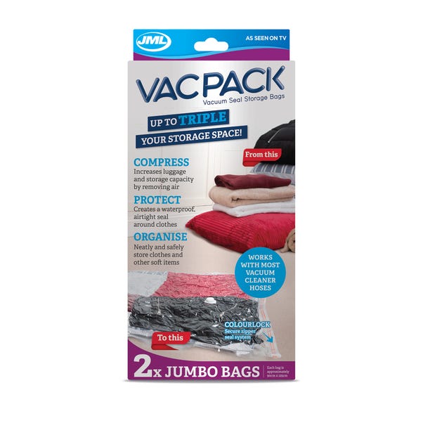 JML Jumbo Vac Pack Replacement Vacuum Storage Bags Clear