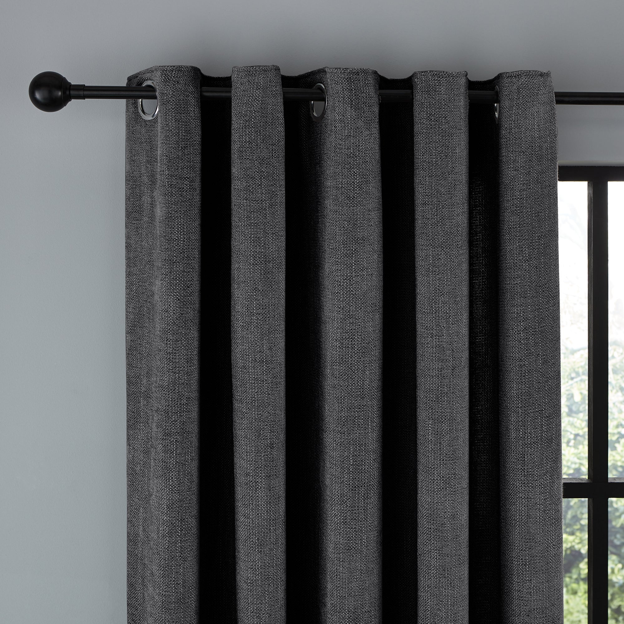 Wynter Charcoal Thermal Eyelet Curtains black