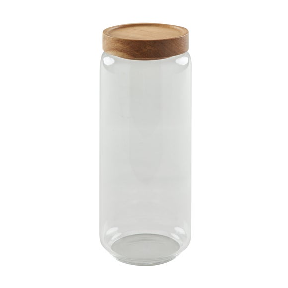 Clear Glass Kitchen Canister Airtight Wood Lid