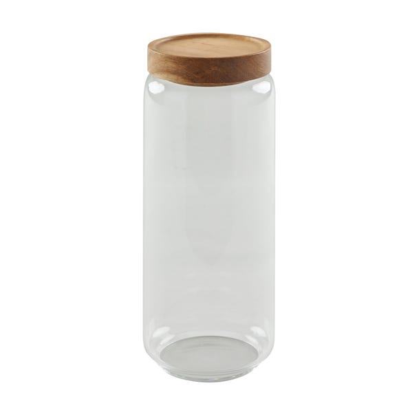 Dunelm 970ml Glass Jar with Acacia Lid image 1 of 2