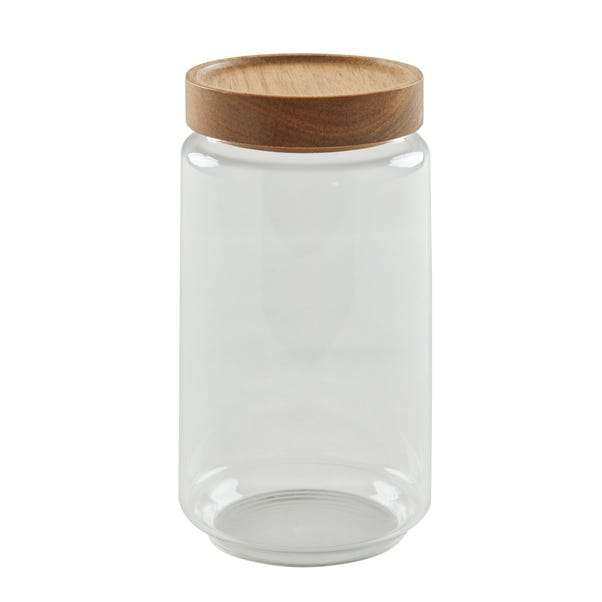 Dunelm 710ml Glass Jar with Acacia Lid