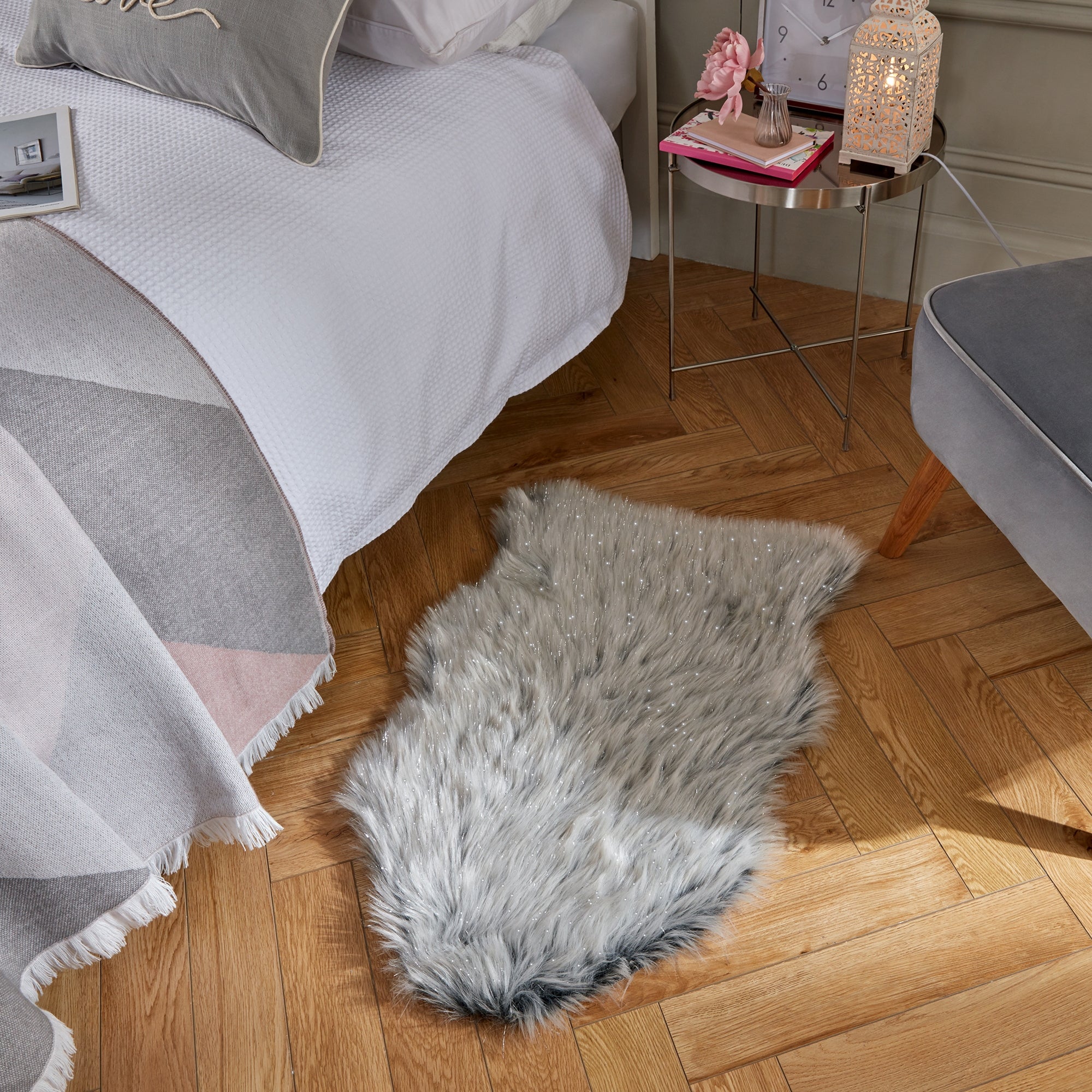 Shimmer Faux Sheepskin Rug Dunelm