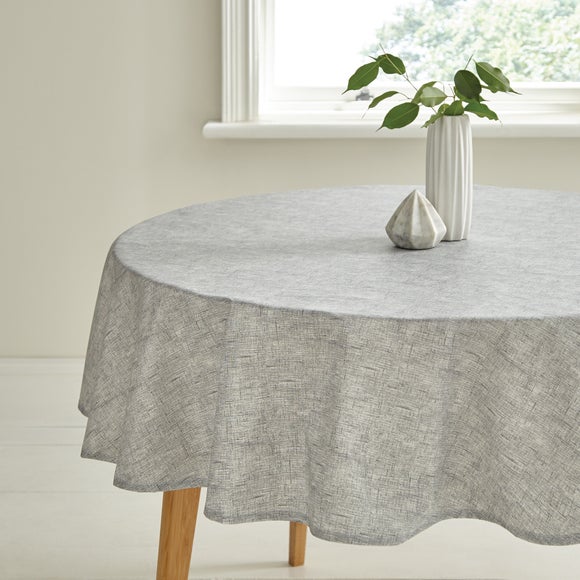 grey round table cloth