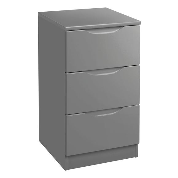 Legato 3 Drawer Bedside Table Grey