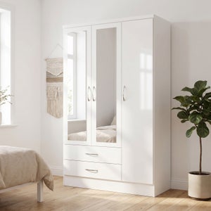 Nevada Triple 2 Drawer Wardrobe- Mirrored