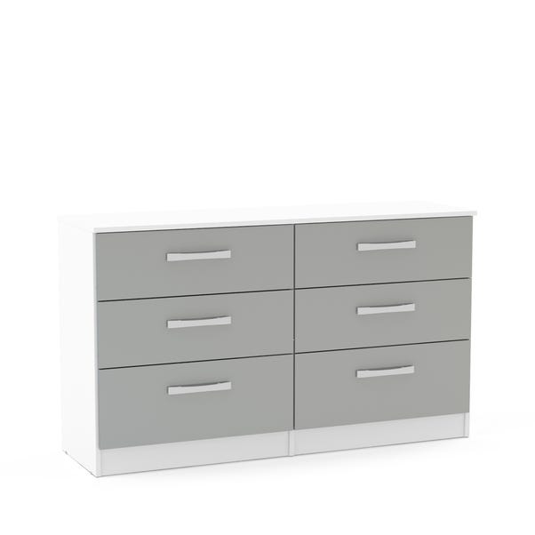 Lynx White and Grey 6 Drawer Chest