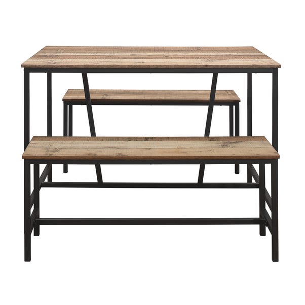 Urban Rustic Dining Table And Bench Set, Dining Table Set With Bench Seat