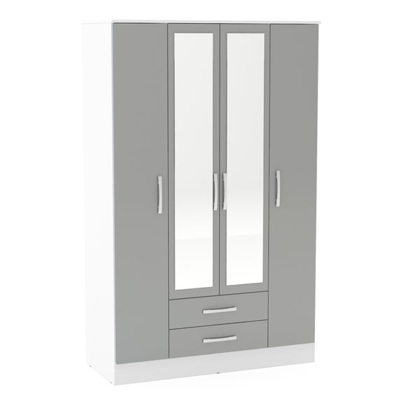 Lynx Grey 4 Door Mirrored Wardrobe Dunelm