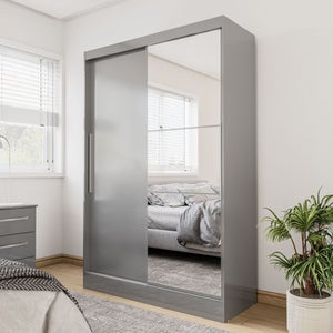 Lynx 132cm Sliding Double Wardrobe- Mirrored