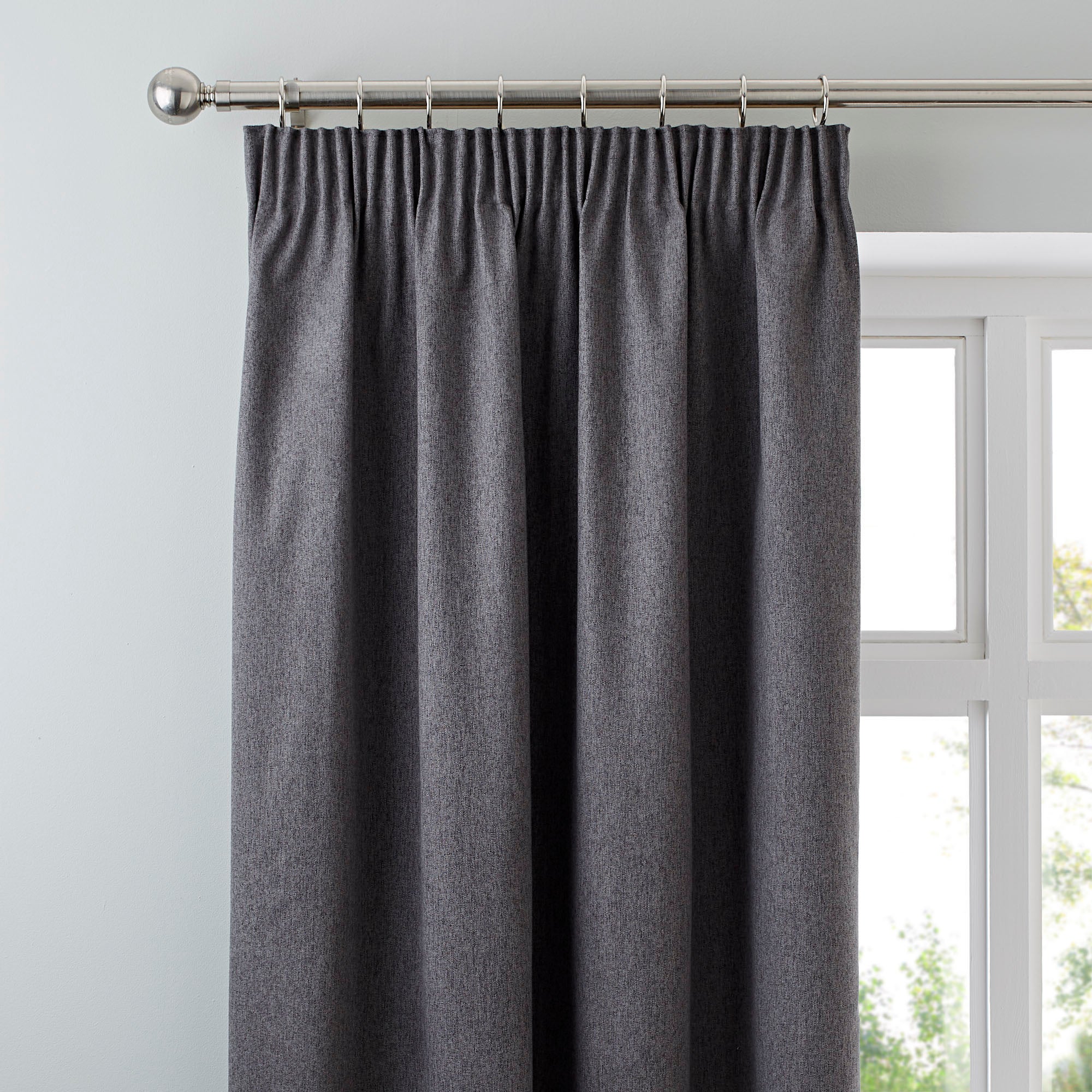 Luna Charcoal Blackout Pencil Pleat Curtains Charcoal