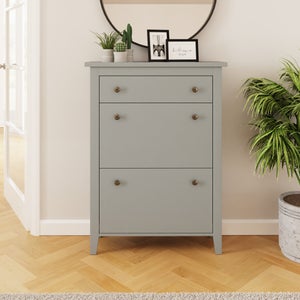Deluxe Two Tier Shoe Storage Cabinet- Grey