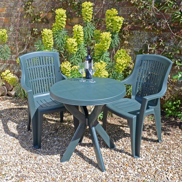 Tivoli Green Table with 2 Parma Chairs Dunelm