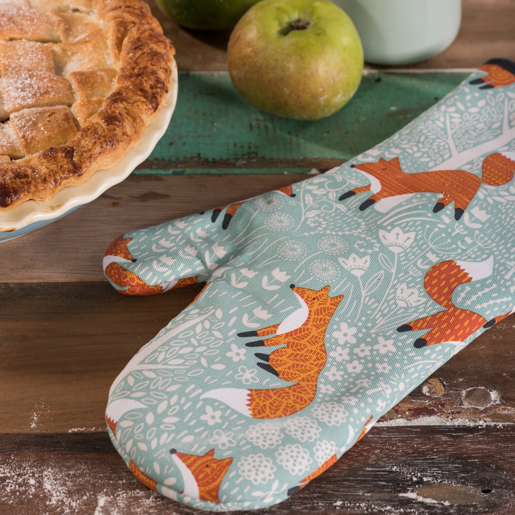 Photos - Potholder / Apron Fox Ulster Weavers Foraging  Single Oven Glove Blue, White and Orange 