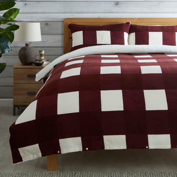 Red Fleece Sherpa Check Duvet Cover And Pillowcase Set Dunelm - Red Check Bedding Red Fleece Sherpa Check Duvet Cover And Pillowcase Set Dunelm - Red Check Bedding