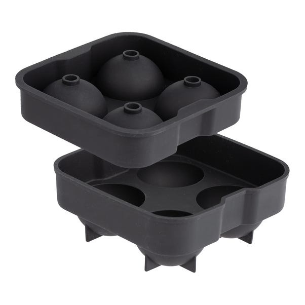 Viners 4 Piece Round Silicone Ice Mould Black