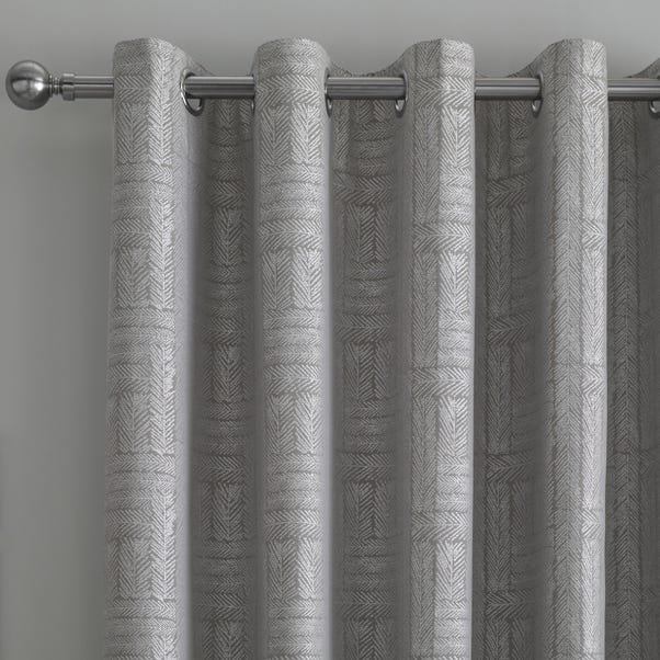 Curtina Lowe Woven Charcoal Eyelet Curtains image 1 of 4