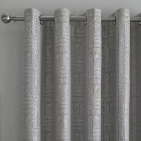 Curtina Lowe Woven Charcoal Eyelet Curtains