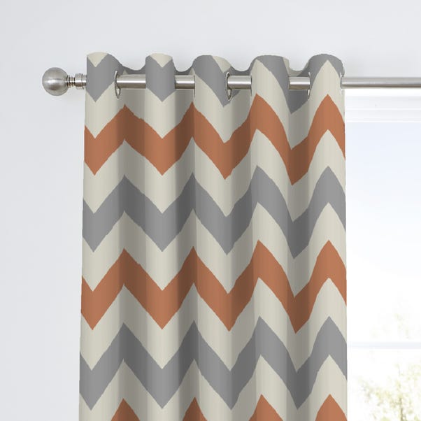 Fusion Chevron Terracotta Eyelet, Material For Curtains At Dunelm