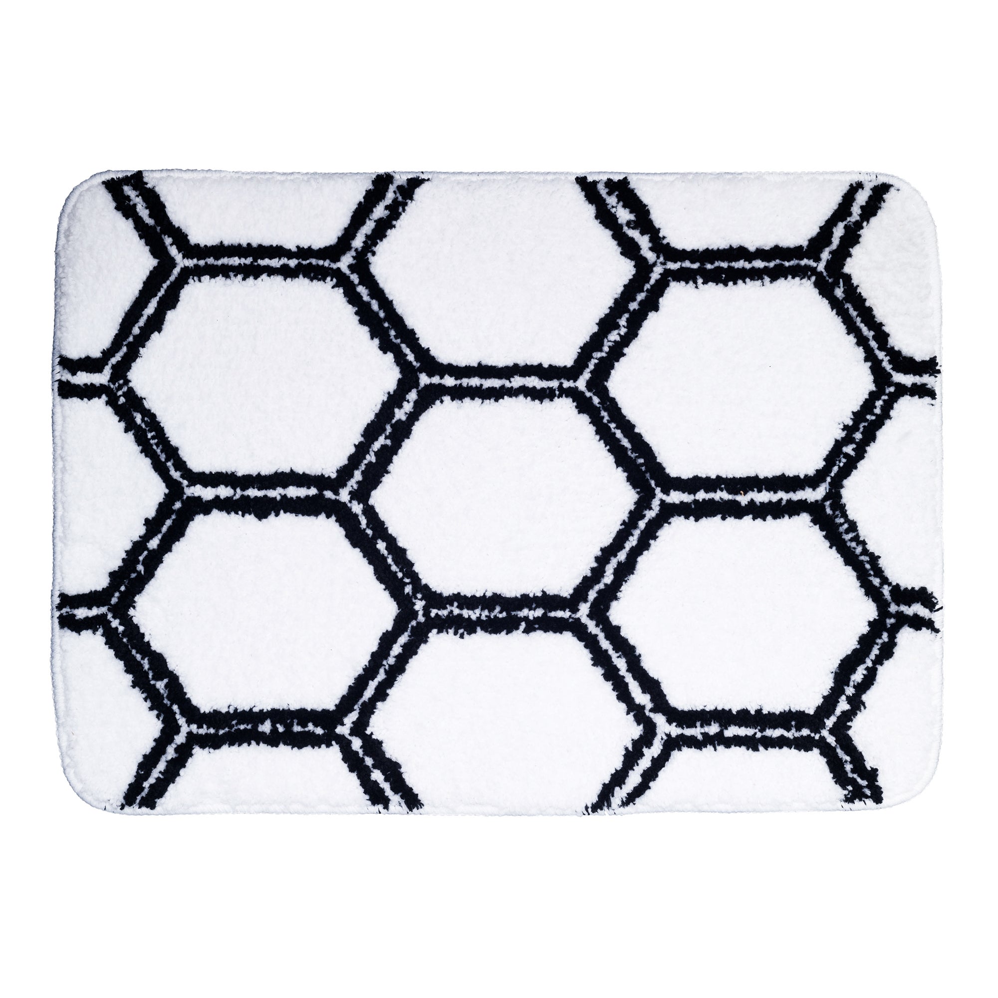 Honeycomb Microfibre Bath Mat White And Blue