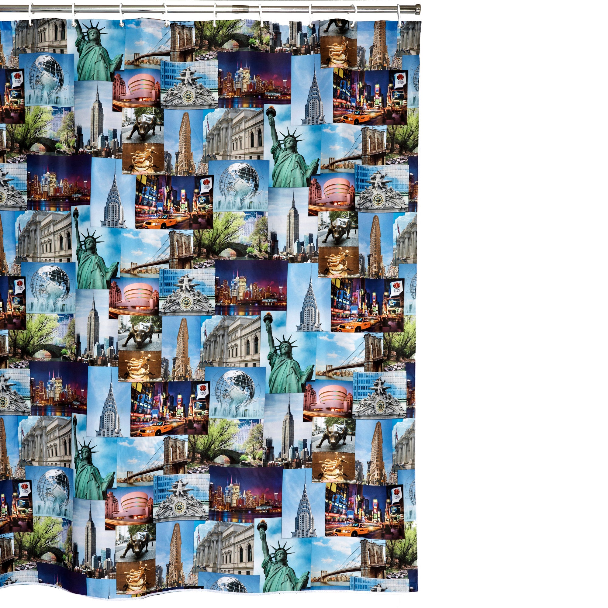 Nyc Extra Long Shower Curtain Blue Green And Pink