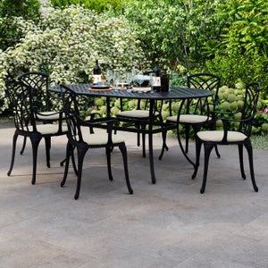 Oval 6 Seater Black Dining Set