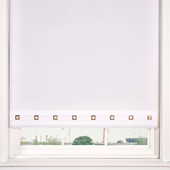 CHROME SQUARE EYELET EDGE ROLLER BLIND BLINDS WITH EASY FITTING TRIMABLE SIZES 