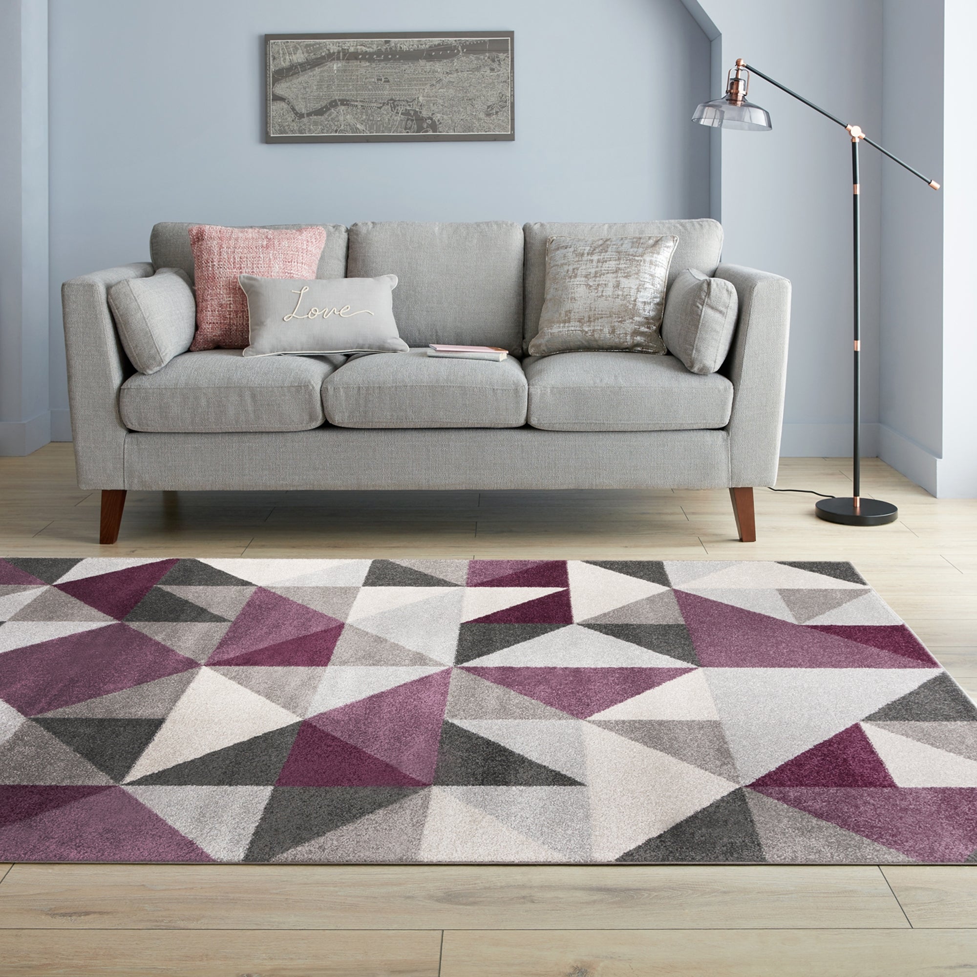 ochre-geometric-squares-rug-dunelm