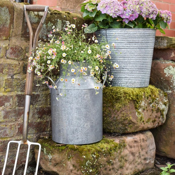 Ivyline Galvanised Milk Churn Plant Pot