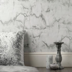 Aura Marble Silver Wallpaper