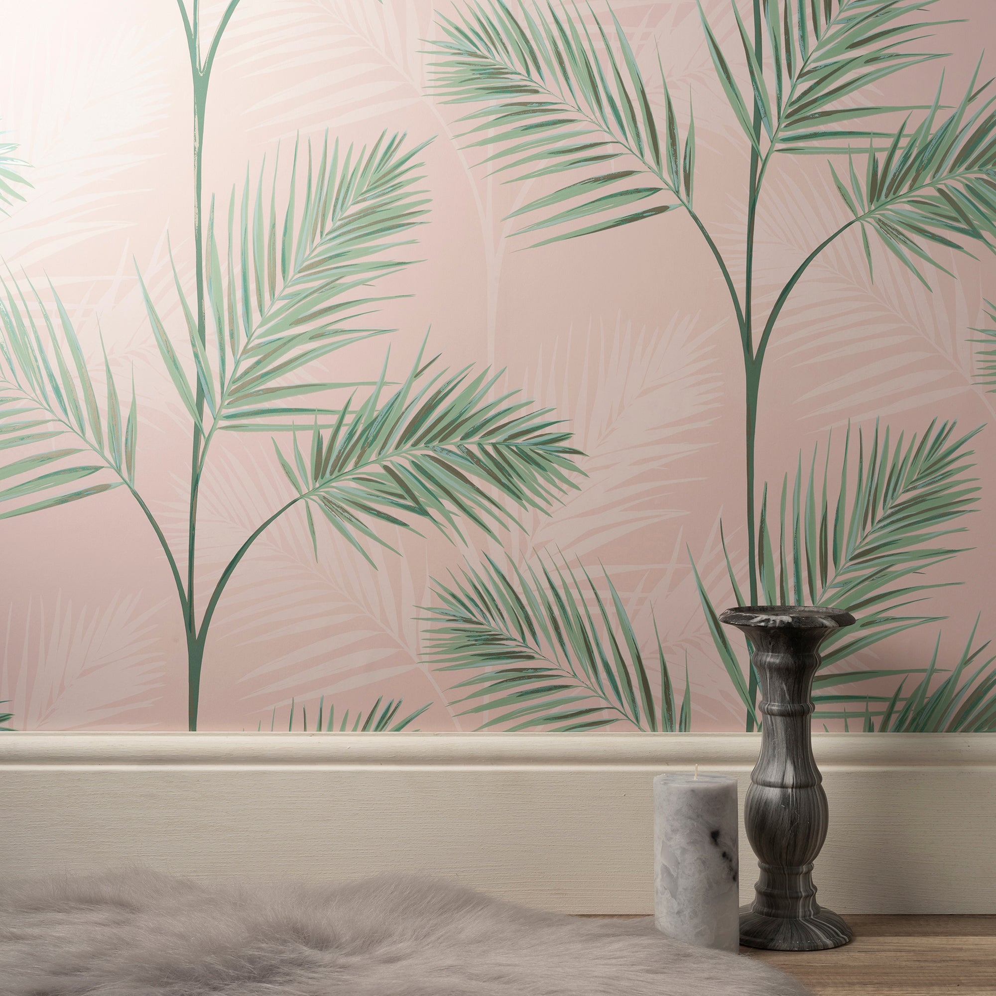 South Beach Blush Wallpaper Pinkgreenbrown