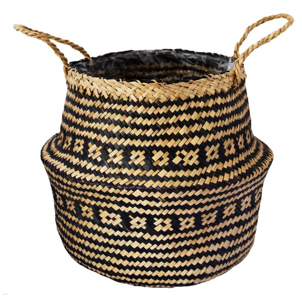 Small Seagrass Tribal Black Lined Basket image 1 of 2