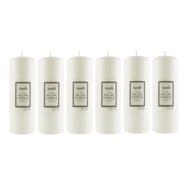 Pack of 6 Essentials White Pillar Candles 7cm x 20cm White