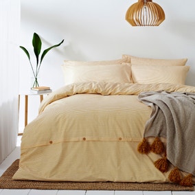 The Linen Yard Holbury Orange 100% Cotton Duvet Cover and Pillowcase Set