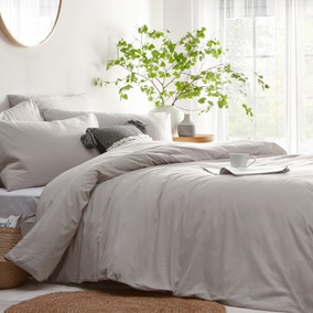 The Linen Yard Stonehouse Grey 100% Cotton Duvet Cover and Pillowcase Set