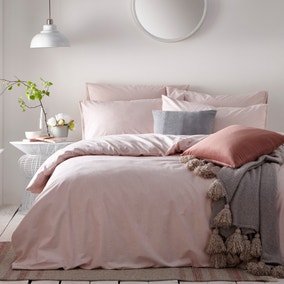 The Linen Yard Claybourne Blush 100% Cotton Duvet Cover and Pillowcase Set