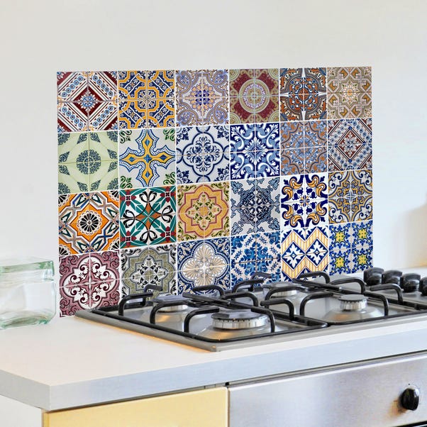 Azulejos Multicoloured Self Adhesive Kitchen Panel MultiColoured